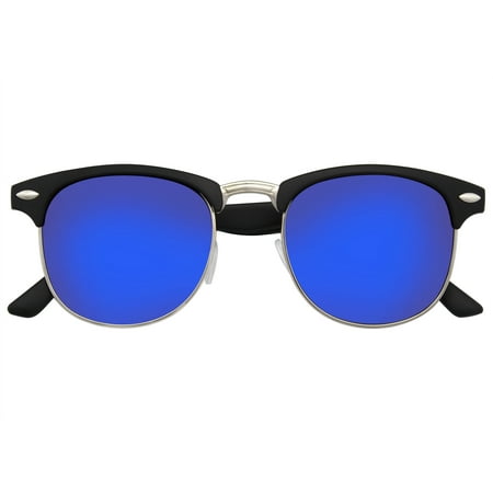 Emblem Eyewear - Retro Fashion Half Frame Flash Mirror Semi Rimless Horned Rim Sunglasses