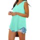 thumbnail image 5 of Camisetas sin mangas para mujer, cuello en V, color sólido básico, casual, fluido, verano, sin mangas Fokelyi WRHS-251-4, 5 of 5