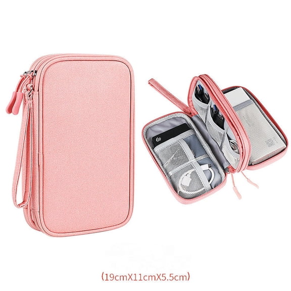 Electronic Organizer, Travel Cable Organizer Bag Pouch Electronic Accessories Carry Case Portable Waterproof Double Layers All-in-One Storage Bag for Cable, Cord, Charger, Phone, Earphone Navy