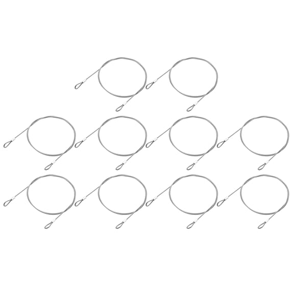 Uxcell 10Pack Lanyard Cable, 100cmx2mm Stainless Steel Vinyl Coated Wire Cable with Loops Security Steel Cable, Silver
