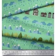 thumbnail image 2 of Soimoi Polyester Crepe Fabric Tree,House & Raindrop Nature Print Fabric by The Yard 52 Inch Wide, 2 of 3