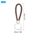 thumbnail image 2 of Braided Leather Keychain with Stainless Steel Key Ring, PU Woven Wristlet Lanyard, Light Brown, 2 of 5