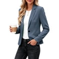 thumbnail image 5 of Husipze Women's Work Office Blazer Stretch Slim Fit Lapel Collar Long Sleeve Crop Suit Blazer Open Front Blazer Jacket with Pockets Navy S, 5 of 8