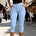 thumbnail image 4 of TEAJOPSUU Women's Capris Leggings Polka Dot Button Zipper Front Cropped Pant with Pockets Casual Slim Fit Yoga Workout Loungewear Trosuers Light Blue, 4 of 6