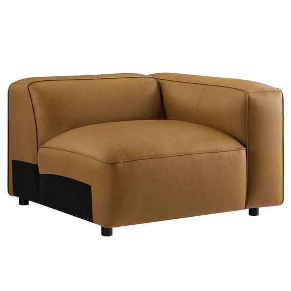 Modular Armchair, Brown, Faux Leather, Living Room Lounge Cafe Lobby Hospitality Restaurant, Modern Contemporary, HB37656