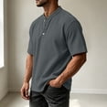 thumbnail image 5 of VEXRO Waffle Henley Tee Tops for Men Classic Fit Short Sleeve Knit Button Shirts for Casual & Daily, 5 of 7