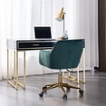 thumbnail image 3 of PORKISS Desk Chair, Modern Velvet Fabric 360° Swivel Height Adjustable Comfy Upholstered Leisure Arm Accent Chair, Dark Green, 3 of 7