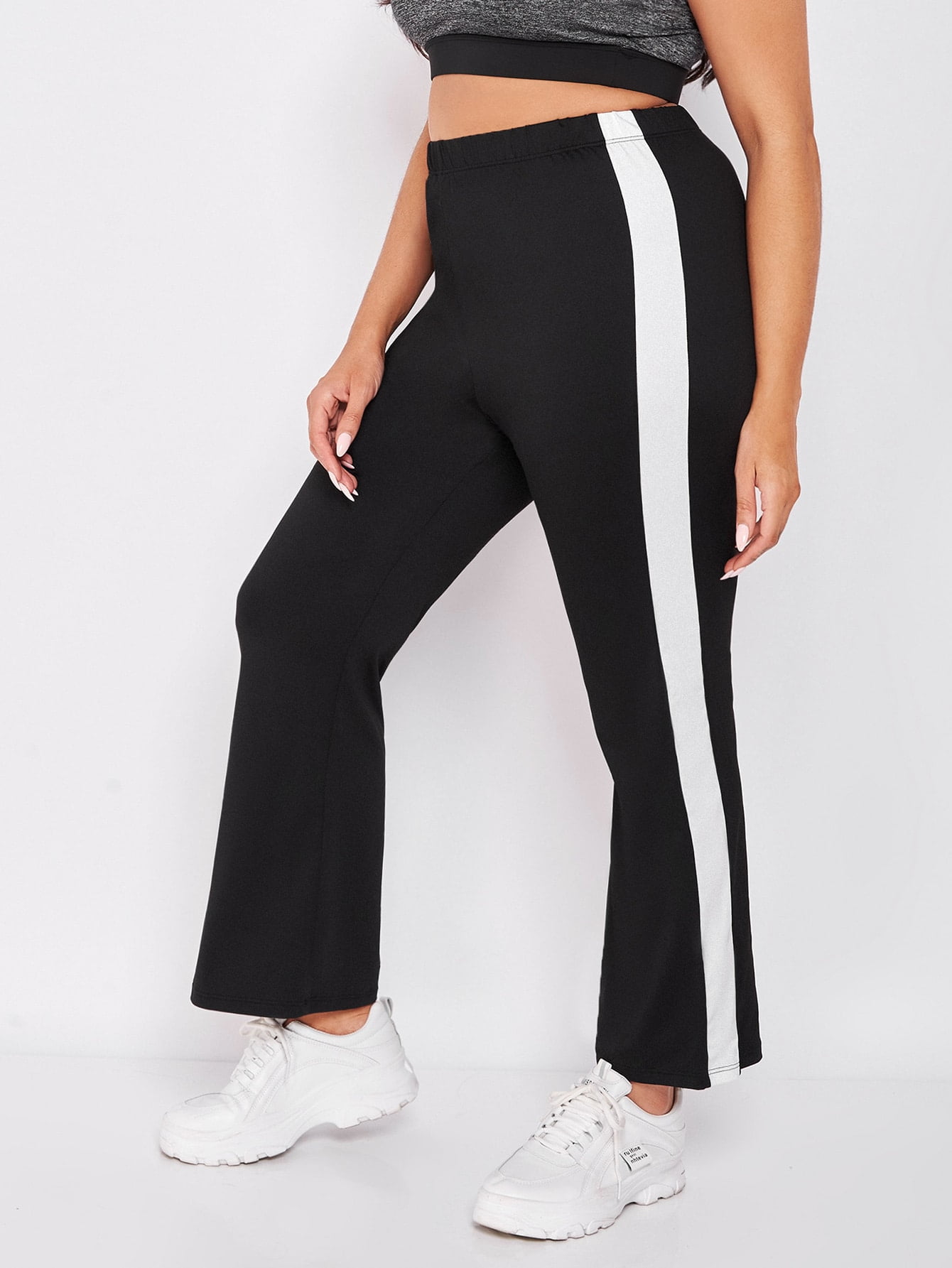 Women's Plus Size Lightweight Contrast Side Seam Flare Leg Sports