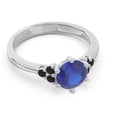 thumbnail image 3 of 2.15 Carat Round Cut Blue Sapphire & Black Onyx Gemstone Luxurious Wedding Ring for Ladies Solid 18K White Gold Size 5.5 by Diamond-Capitals, 3 of 7