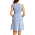 thumbnail image 3 of INSPIRE CHIC Women's Houndstooth Plaid Above Knee Sleeveless Fit and Flare Dresses S Sky Blue, 3 of 6