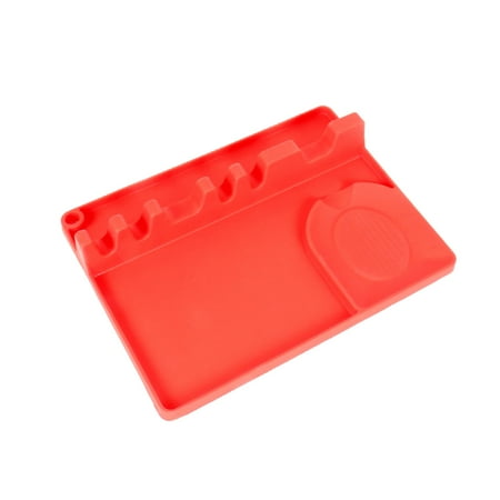 

Jooan s Kitchen Silicone Spoon Rest 2 in 1 Tong Spatula Holder Portable Kitchen Utensil Tableware Rack Red