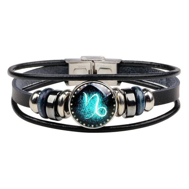 Aij Arcoirisjewelry Unisex Astrology Zodiac Sign Constellation Horoscope Leather Wristband Bracelet For Men And Women Walmart Com Walmart Com