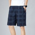 thumbnail image 2 of Gibobby Men's Linen Shorts Summer Beach Casual Drawstring Shorts with Multi Pockets[Blue,5XL], 2 of 8