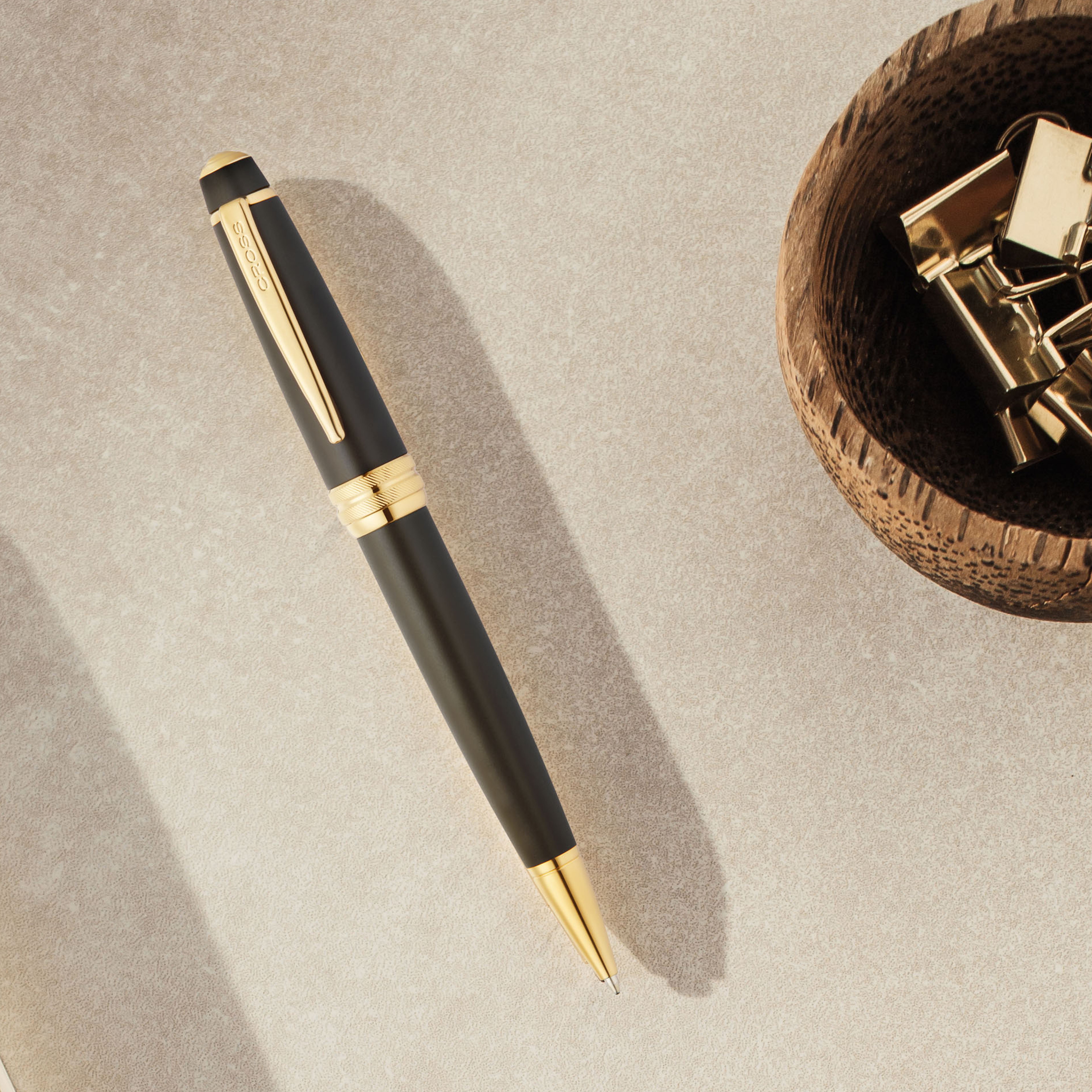 Cross Bailey™ Matte Black Lacquer with 23KT Gold PVD Appointments Ballpoint Pen