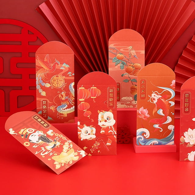 10 Pcs Enveloppes Rouges Rectangulaires Traditionnelles Lucky Money Bag pour Visiteurs et Proches, Nouvel An