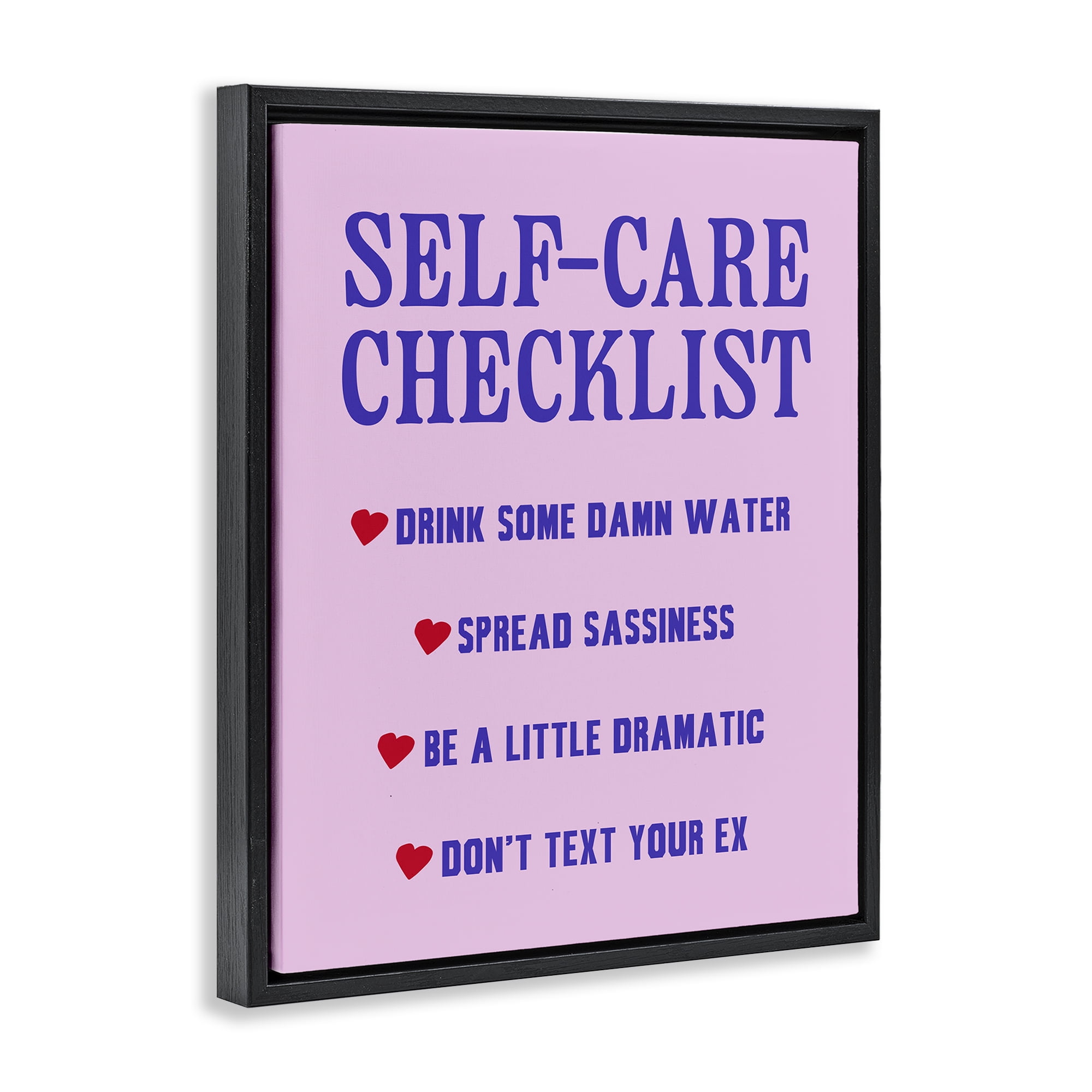Stupell Industries Sassy Self Care Checklist Text & Numbers Painting Black Floater Framed Canvas Art Print Wall Art, 17 x 21