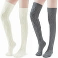 thumbnail image 3 of Thigh High Socks for Women Cable Knit Over the Knee Boot Socks, Long Warm Leg Warmers Winter, 3 of 8