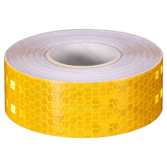 Uxcell Reflective Tape 1"x33ft Adhesive Night Safety Warning Tapes Outdoor Bicycle Adhesive Reflector Stickers for Vehicles Trailers Trucks Bike Cars Signs, Gold Yellow