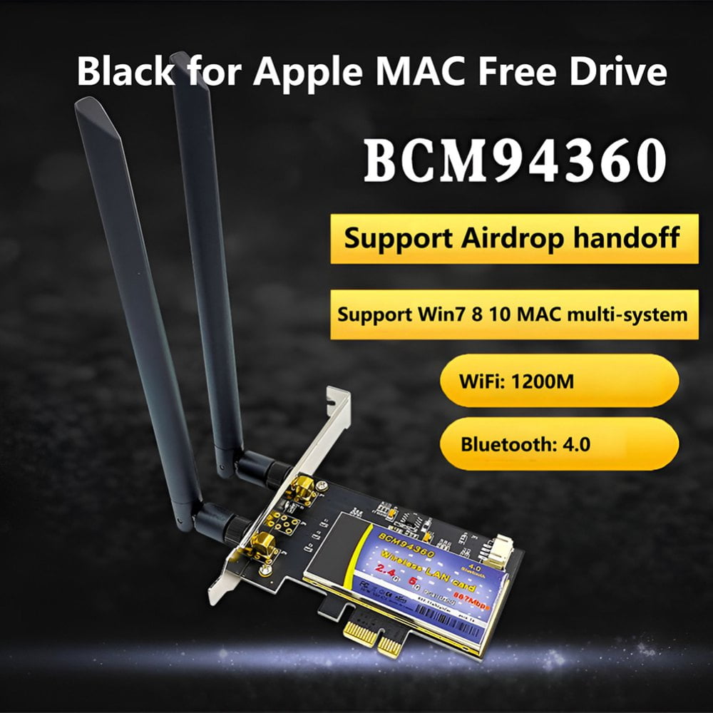 PCI-E WiFi Adapter Continuity Handoff BCM94360 WiFi Card for macOS Windows  10 Hackintosh BigSur Catalina Monterey BT4.0 1750Mbps Dual Band 802.11ac 