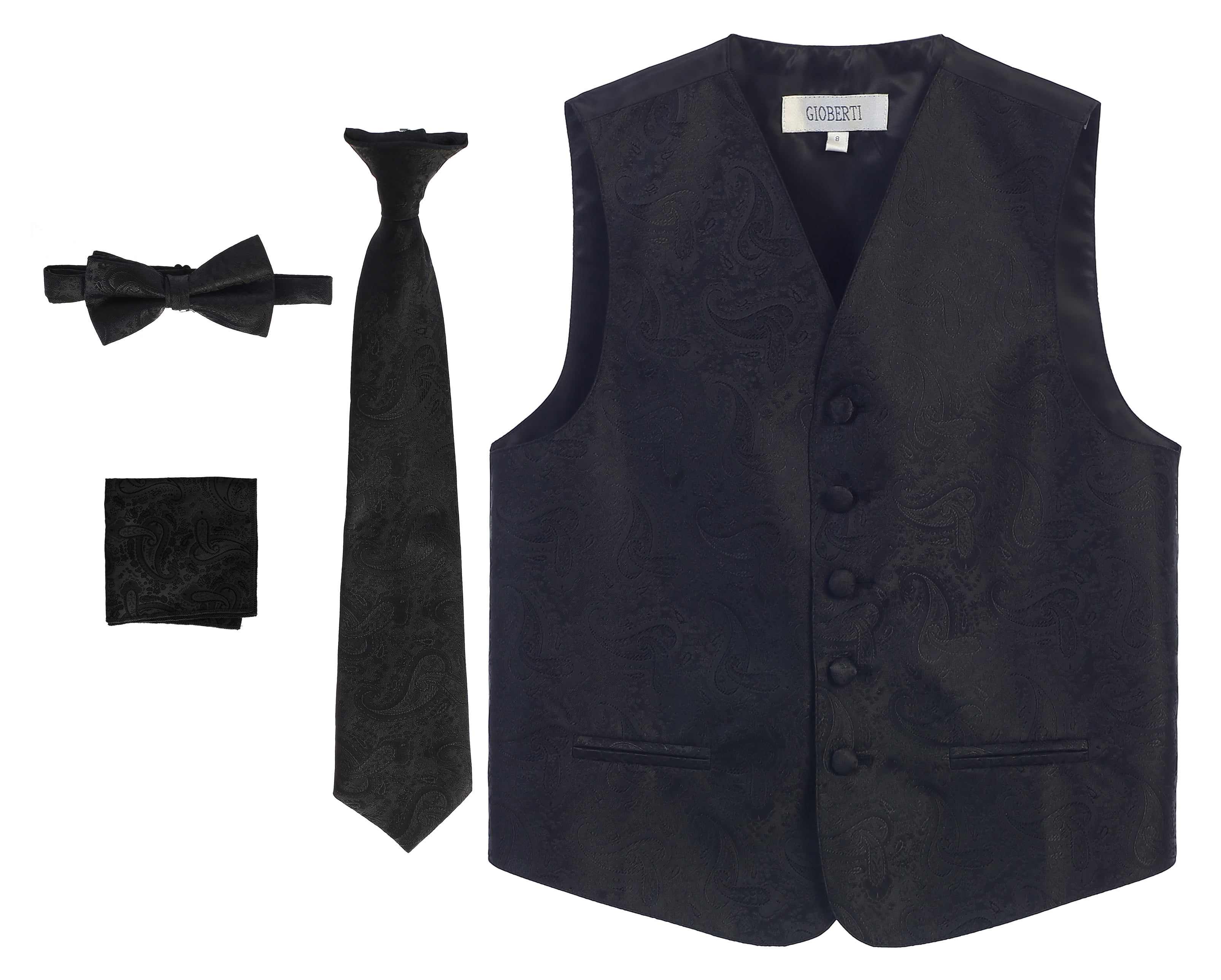 Paul Malone Children Suit Boys Black 5tg Wedding Suit with Waistcoat Blue Paisley Paul Malone Children Suit Boys Black 5tg Wedding Suit with Waistcoat Blue Paisley