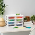 thumbnail image 2 of IRIS Small 4-Drawer Compact Desktop Organizer, Stacking Desktop Unit, White-Clear, Set of 2, 2 of 8