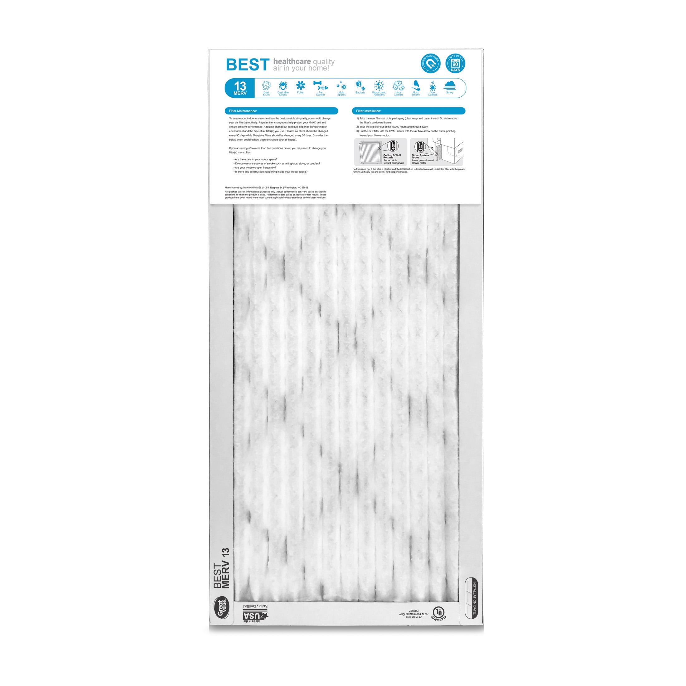 Great Value; 14x24x1; MERV 13 BEST HVAC Air and Furnace Filter; Captures Dust; 4 Filters