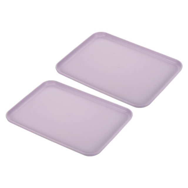 Unique Bargains 12x9' Fast Food Tray, 2 Pack PP Plastic Reusable Multi-Purpose Non-Slip Serving Tray Purple