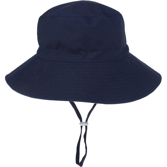 LinYooLi Wide Brim Bucket Hat for Kids Spring Summer Outdoor Sun Protection Headwear Baby Boy Windproof Rope Fisherman Hat