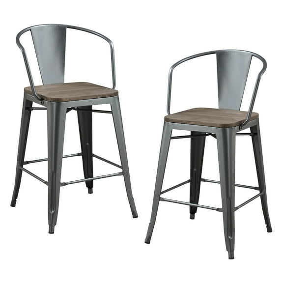 Furniture of America Scully Metal Counter Height Chair- Set of 2, Gray