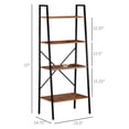 thumbnail image 3 of HOMCOM 4-Tier Vintage Ladder Shelf Bookcase Storage Rack Home Office Organizer with Open Display Shelf, 3 of 10