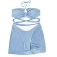 thumbnail image 2 of Abcnature Women's Bikini Swimsuits Sets, Thong Bikini Sets Cross Sling High Waist Shorts Costume 3-piece Split Swimwear Bikini Sets for Women Light Blue M, 2 of 3