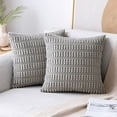 thumbnail image 5 of LYCAQL Corduroy Decorative Throw Pillow Covers 18x18 Inch Soft Boho Striped Pillow Covers Modern Farmhouse Home Decor for Spring Sofa Living Room Couch Bed Cream Gray, 5 of 8