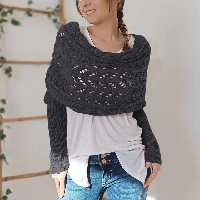 Soki Châle Torsadé Tricoté avec Manches, Foulard Multifonction