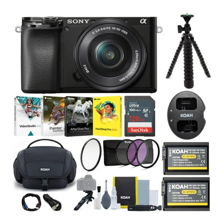 Sony Alpha a6100 APS-C Mirrorless Camera with 16-50mm Lens and Accessory Bundle