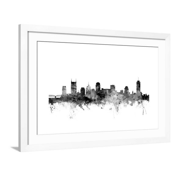 Art.com Nashville Tennessee Skyline Art Print by Michael Tompsett, White Frame Wall Art, 44" x 32"