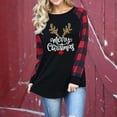 thumbnail image 4 of Fiaer Christmas Wome Plaid Long Sleeve T Shirts Cute Graphic Crew Neck Loose Fit Trendy Plus Size Casual Xmas Tops Black XL, 4 of 6