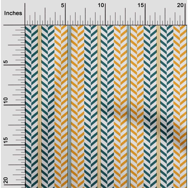 oneOone Tissu Popeline de Coton Rayé & Tissu Imprimé Géométrique Chevrons BTY 56 Pouces de Large