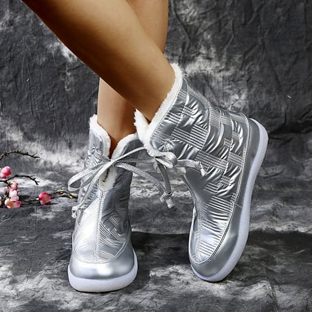 

Womens Winter Snow Boots: Women s Mid-Calf Booties with Comfortable Warm Fur Lined Lace Up Slip On Waterproof Women Boots