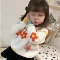 thumbnail image 4 of Godderr Kids Baby Girls Flower Sweater Pullover Knit Sweater Fall Winter Padded Thickened Sweater Coat for 1-7Y, 4 of 5