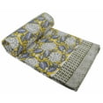 thumbnail image 2 of Vintage Kantha Quilt Indian Hand Block Print Quilt Cotton Kantha Throw Kantha Blanket Handmade Quilt Double Size Kantha Bedspread White Quilt, 2 of 4