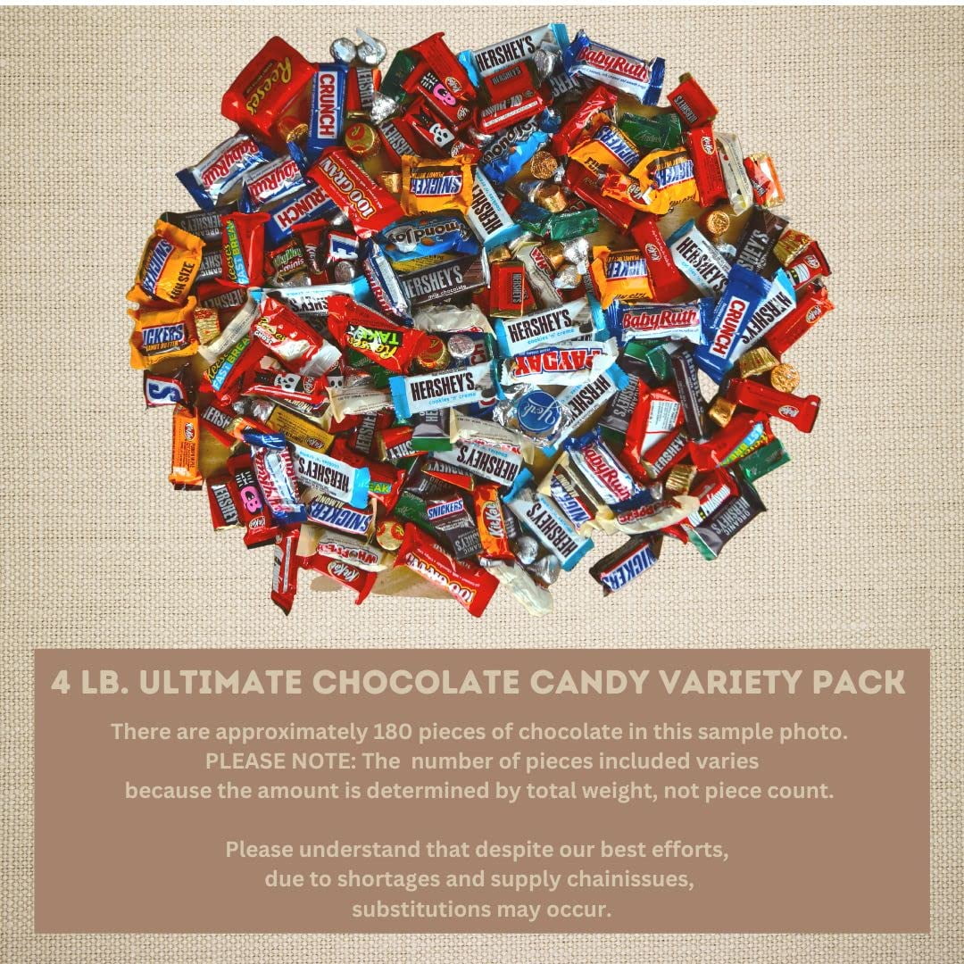 4LB Chocolate Candy Variety Mix Bag – Bulk Assortment of Individually Wrapped Favorites for Parties, Office, Holidays, Halloween, Gift Bags, Sharing & Candy Bowls – Milk Chocolate & Caramel Mix