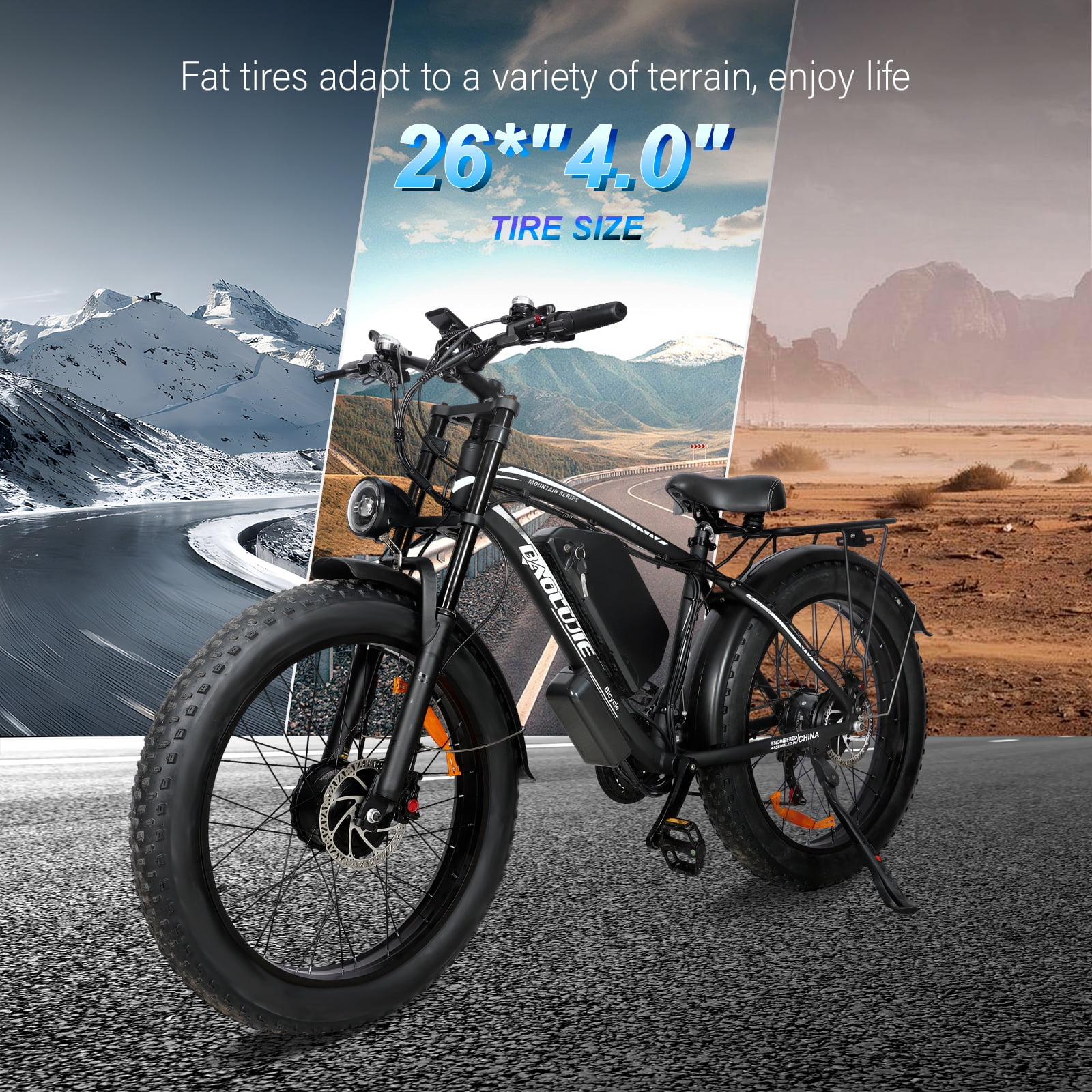 3000W Electric Bike for Adults - 26" Wide Tire Electric Mountain Bike, 52V/33Ah Battery, Max Speed 28MPH, Range 55Miles, 21-Speed, Ebikes for Snow/Muddy/Gravel/Beach/Flat/Mountain