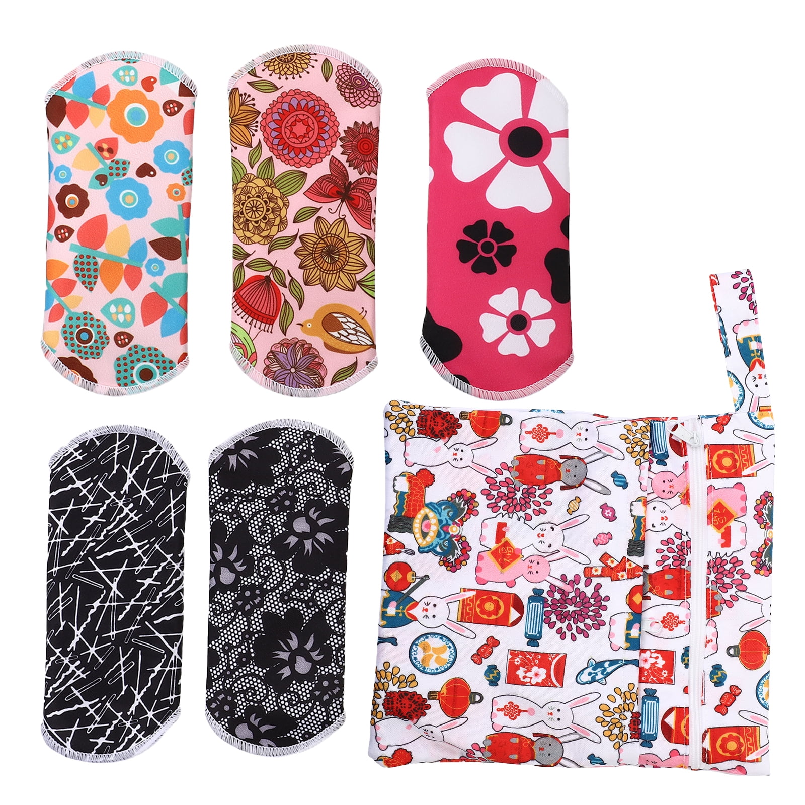 6pcs Female Reusable Pads Bamboo Charcoal Sanitary Pads Menstrual Pads