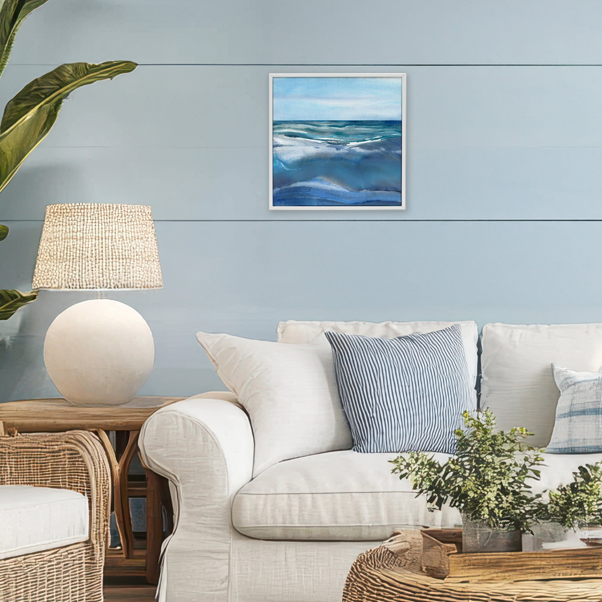 Stupell Industries Calm Seas under Soft Sky White Framed Giclee Art, design by Susan Jill