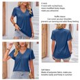 thumbnail image 6 of Women Summer Top Casual Loose Short Ruffle Sleeve Ruched Bust V Neck T Shirt for Female Navy Blue XXL, 6 of 7