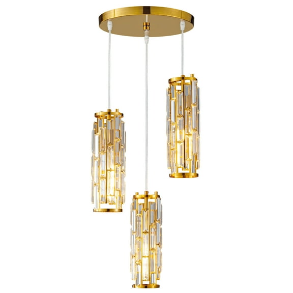Modern Pendant Lighting, ZHLWIN Mini Crystal Chandeliers,Adjustable Pendant Light Fixture for Kitchen Island Dinning Room Bedroom, Gold
