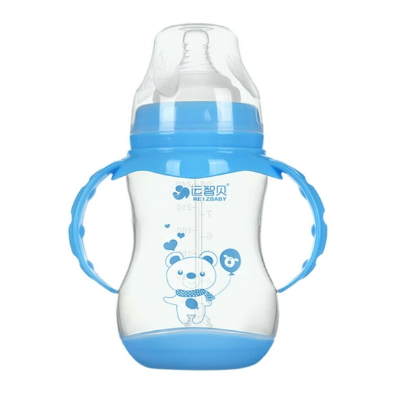 EeaseMX Biberón de leche para bebé de calibre ancho con asa, vaso para beber agua de 240 ml
