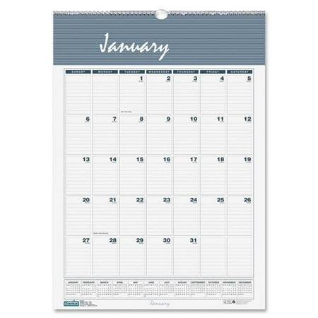 334 House of Doolittle Bar Harbor Wall Calendar - Monthly - 22" x 31.25" - 1 Year - January till December - 1 Month Single Page Layout - Paper - Blue, Gray