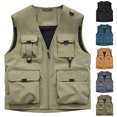 thumbnail image 1 of Veste Débardeur Sans Manches pour Homme avec Multiples Poches pour Mode Urbaine Décontracté Plein Air Randonnée Pêche Travail Tenue Quotidienne Essentielle / IhhxPro, Bleu 5TG, 1 of 9