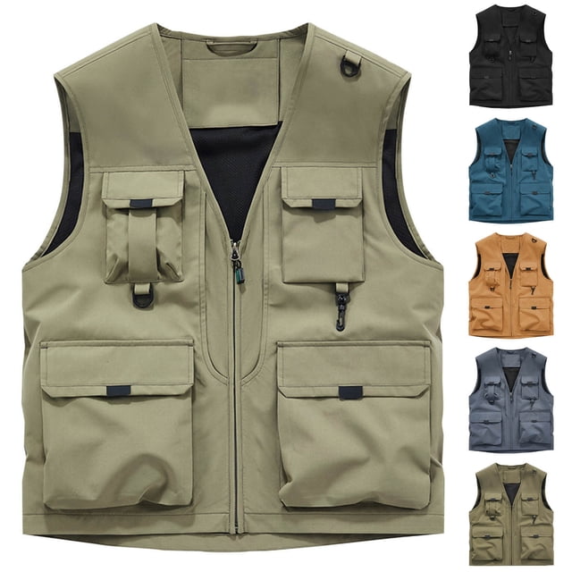 Veste Débardeur Sans Manches pour Homme avec Multiples Poches pour Mode Urbaine Décontracté Plein Air Randonnée Pêche Travail Tenue Quotidienne Essentielle / IhhxPro, Bleu 5TG